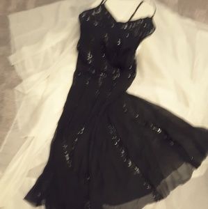 NWT STE'NEY  NWT  Sheer 100% silk evening dress lined backless black sz 14  NWT